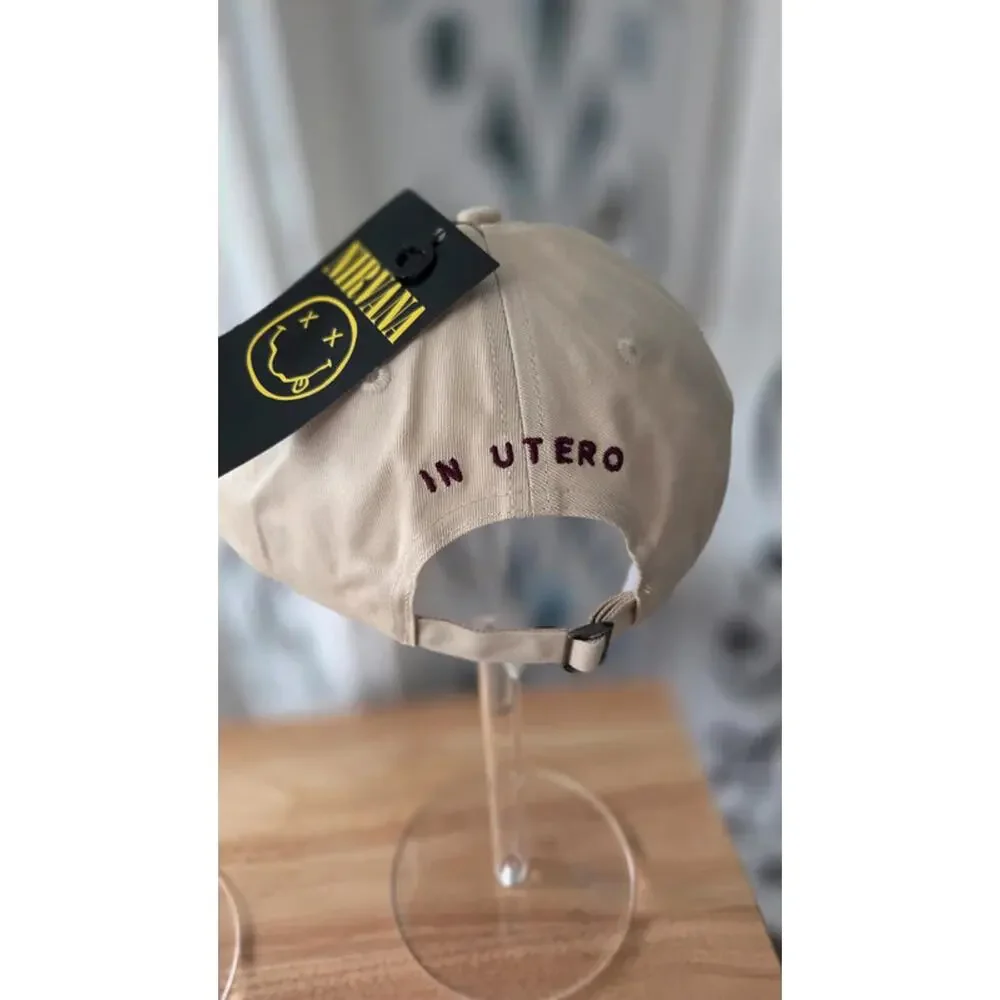 Nirvana In Utero Beige Baseball Cap Embroidered Band Hat OSFA New with Tags